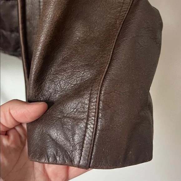 Wilsons Leather Womens Brown Belted Zipped Jacket with detachable hood Sz Small - Picture 7 of 8